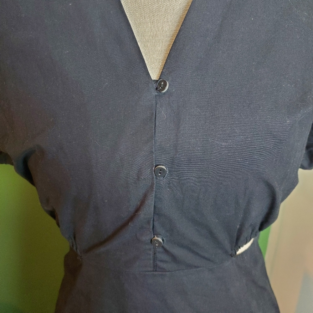 OAK  + FORT | Black Tiered Cut-Out 100% Cotton Midi Dress (Size M) - Picture 5 of 12